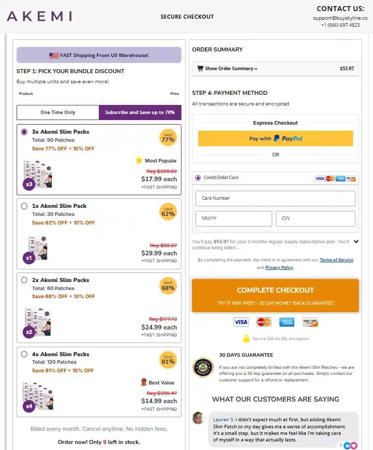 Akemi Slim Patch Order Page
